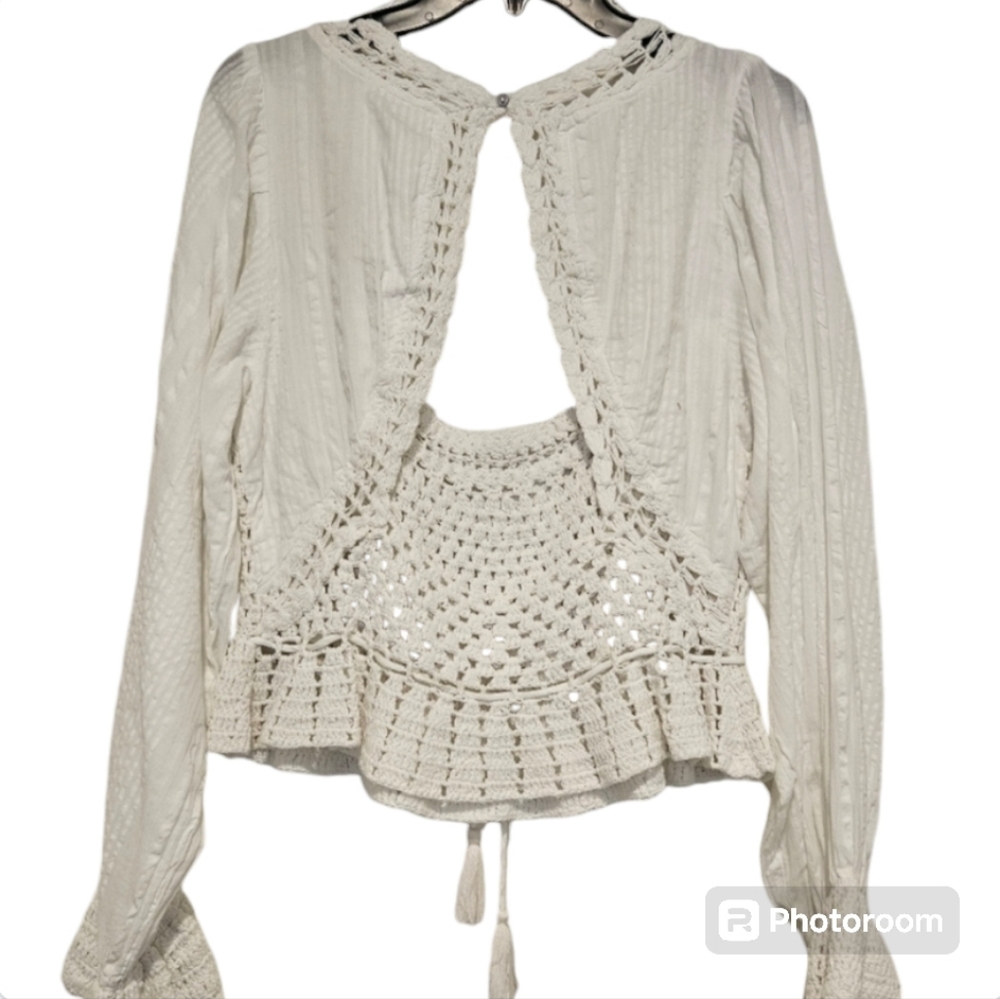 Free People White Crochet Blouse - Picture 5 of 11